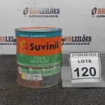 LOTE 120 - 01 LATA DE TINTA ESMALTE PARA MADEIRAS E METAIS NA COR BRILHANTE AMARELO OURO DE 3,6L MARCA SUVINIL. (NOVO) (NO ESTADO) ATENÇÃO! FAZER A VISITAÇÃO ANTES DE ARREMATAR, NÃO SABEMOS SE FUNCIONA. LEILÃO NÃO TEM GARANTIA E NEM DEVOLUÇÃO, SUJEITO A POSSÍVEIS AVARIAS VISÍVEIS/OCULTAS E/OU AUSÊNCIA DE COMPONENTES.