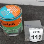 LOTE 119 - 01 LATA DE TINTA ESMALTE PARA MADEIRAS E METAIS NA COR BRILHANTE AMARELO OURO DE 3,6L MARCA SUVINIL. (NOVO) (NO ESTADO) ATENÇÃO! FAZER A VISITAÇÃO ANTES DE ARREMATAR, NÃO SABEMOS SE FUNCIONA. LEILÃO NÃO TEM GARANTIA E NEM DEVOLUÇÃO, SUJEITO A POSSÍVEIS AVARIAS VISÍVEIS/OCULTAS E/OU AUSÊNCIA DE COMPONENTES.