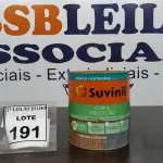 LOTE 191 - 01 LATA DE TINTA ESMALTE DE 3,6L NA COR BRILHANTE TABACO MARCA SUVINIL. (NO ESTADO) ATENÇÃO! FAZER A VISITAÇÃO ANTES DE ARREMATAR, NÃO SABEMOS SE FUNCIONA. LEILÃO NÃO TEM GARANTIA E NEM DEVOLUÇÃO, SUJEITO A POSSÍVEIS AVARIAS VISÍVEIS/OCULTAS E/OU AUSÊNCIA DE COMPONENTES.