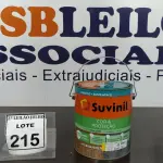 LOTE 215 - 01 LATA DE TINTA ESMALTE DE 3,6L NA COR BRILHANTE AMARELO OURO MARCA SUVINIL. (NO ESTADO) ATENÇÃO! FAZER A VISITAÇÃO ANTES DE ARREMATAR, NÃO SABEMOS SE FUNCIONA. LEILÃO NÃO TEM GARANTIA E NEM DEVOLUÇÃO, SUJEITO A POSSÍVEIS AVARIAS VISÍVEIS/OCULTAS E/OU AUSÊNCIA DE COMPONENTES.