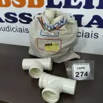 LOTE 274 - 09 TÊ DE ESGOTO DE 75MM. (NO ESTADO) ATENÇÃO! FAZER A VISITAÇÃO ANTES DE ARREMATAR, NÃO SABEMOS SE FUNCIONA. LEILÃO NÃO TEM GARANTIA E NEM DEVOLUÇÃO, SUJEITO A POSSÍVEIS AVARIAS VISÍVEIS/OCULTAS E/OU AUSÊNCIA DE COMPONENTES.