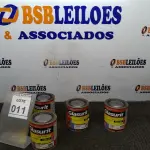 LOTE 011 - 04 LATAS DE ESMALTE SINTÉTICO DE 900ML CORES VARIADAS MARCA GLASURIT. (NO ESTADO) ATENÇÃO! FAZER A VISITAÇÃO ANTES DE ARREMATAR, NÃO SABEMOS SE FUNCIONA, LEILÃO NÃO TEM GARANTIA E NEM DEVOLUÇÃO, SUJEITO A POSSÍVEIS AVARIAS VISÍVEIS/OCULTAS E/OU AUSÊNCIA DE COMPONENTES.