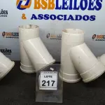 LOTE 217 - 04 JUNÇÕES SIMPLES DN 150X150MM. (NO ESTADO) ATENÇÃO! FAZER A VISITAÇÃO ANTES DE ARREMATAR, NÃO SABEMOS SE FUNCIONA. LEILÃO NÃO TEM GARANTIA E NEM DEVOLUÇÃO, SUJEITO A POSSÍVEIS AVARIAS VISÍVEIS/OCULTAS E/OU AUSÊNCIA DE COMPONENTES.