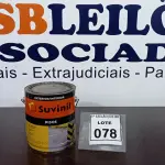 LOTE 078 - 01 LATA DE TINTA PARA PISOS 3,6L NA COR FOSCO CERÂMICA MARCA SUVINIL. (NO ESTADO) ATENÇÃO! FAZER A VISITAÇÃO ANTES DE ARREMATAR, NÃO SABEMOS SE FUNCIONA, LEILÃO NÃO TEM GARANTIA E NEM DEVOLUÇÃO, SUJEITO A POSSÍVEIS AVARIAS VISÍVEIS/OCULTAS E/OU AUSÊNCIA DE COMPONENTES.
