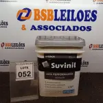 LOTE 052 - 01 BALDE DE TINTA SUVINIL INTERIORES FOSCOS 18L NA COR FOSCO BRANCO. VENCIMENTO 10/2027 (NOVO) (NO ESTADO) ATENÇÃO! FAZER A VISITAÇÃO ANTES DE ARREMATAR, NÃO SABEMOS SE FUNCIONA. LEILÃO NÃO TEM GARANTIA E NEM DEVOLUÇÃO, SUJEITO A POSSÍVEIS AVARIAS VISÍVEIS/OCULTAS E/OU AUSÊNCIA DE COMPONENTES.