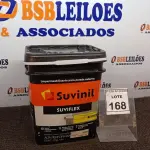 LOTE 168 - 01 BALDE DE IMPERMEABILIZANTE PARA PAREDE EXTERNA SUVIFLEX 18L. (NO ESTADO) ATENÇÃO! FAZER A VISITAÇÃO ANTES DE ARREMATAR, NÃO SABEMOS SE FUNCIONA, LEILÃO NÃO TEM GARANTIA E NEM DEVOLUÇÃO, SUJEITO A POSSÍVEIS AVARIAS VISÍVEIS/OCULTAS E/OU AUSÊNCIA DE COMPONENTES.