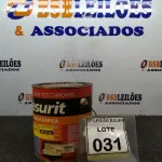 LOTE 031 - 01 LATA DE ESMALTE SINTÉTICO COM 3,6L NA COR BRILHANTE AZUL FRANÇA MARCA GLASURIT. (NO ESTADO) ATENÇÃO! FAZER A VISITAÇÃO ANTES DE ARREMATAR, NÃO SABEMOS SE FUNCIONA, LEILÃO NÃO TEM GARANTIA E NEM DEVOLUÇÃO, SUJEITO A POSSÍVEIS AVARIAS VISÍVEIS/OCULTAS E/OU AUSÊNCIA DE COMPONENTES.