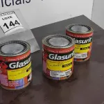 LOTE 144 - 03 LATAS DE ESMALTE SINTÉTICO DE 900ML CORES VARIADAS MARCA GLASURIT. (NO ESTADO) ATENÇÃO! FAZER A VISITAÇÃO ANTES DE ARREMATAR, NÃO SABEMOS SE FUNCIONA, LEILÃO NÃO TEM GARANTIA E NEM DEVOLUÇÃO, SUJEITO A POSSÍVEIS AVARIAS VISÍVEIS/OCULTAS E/OU AUSÊNCIA DE COMPONENTES.