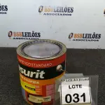 LOTE 031 - 01 LATA DE ESMALTE SINTÉTICO COM 3,6L NA COR BRILHANTE AZUL FRANÇA MARCA GLASURIT. (NO ESTADO) ATENÇÃO! FAZER A VISITAÇÃO ANTES DE ARREMATAR, NÃO SABEMOS SE FUNCIONA, LEILÃO NÃO TEM GARANTIA E NEM DEVOLUÇÃO, SUJEITO A POSSÍVEIS AVARIAS VISÍVEIS/OCULTAS E/OU AUSÊNCIA DE COMPONENTES.