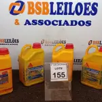 LOTE 155 - 04 GALÕES DE ADITIVO PLASTIFICANTE PARA ARGAMASSA DE ASSENTAMENTO E REBOCO DE 3,6LTS CADA MARCA SIKA. (NO ESTADO) ATENÇÃO! FAZER A VISITAÇÃO ANTES DE ARREMATAR, NÃO SABEMOS SE FUNCIONA, LEILÃO NÃO TEM GARANTIA E NEM DEVOLUÇÃO, SUJEITO A POSSÍVEIS AVARIAS VISÍVEIS/OCULTAS E/OU AUSÊNCIA DE COMPONENTES.