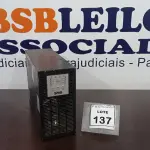 LOTE 137 - 01 NOBREAK MARCA SMS. (NO ESTADO) ATENÇÃO! FAZER A VISITAÇÃO ANTES DE ARREMATAR, NÃO SABEMOS SE FUNCIONA. LEILÃO NÃO TEM GARANTIA E NEM DEVOLUÇÃO, SUJEITO A POSSÍVEIS AVARIAS VISÍVEIS/OCULTAS E/OU AUSÊNCIA DE COMPONENTES.