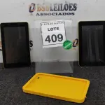 LOTE 409 - 02 TABLETS MARCA CCE. (NO ESTADO) ATENÇÃO! FAZER A VISITAÇÃO ANTES DE ARREMATAR, NÃO SABEMOS SE FUNCIONA. LEILÃO NÃO TEM GARANTIA E NEM DEVOLUÇÃO, SUJEITO A POSSÍVEIS AVARIAS VISÍVEIS/OCULTAS E/OU AUSÊNCIA DE COMPONENTES.