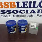 LOTE 081 - 02 TINTAS PARA INTERIORES COR AMARELO SOL E AREIA 3,6L MARCA QUALITEX. (NO ESTADO) ATENÇÃO! FAZER A VISITAÇÃO ANTES DE ARREMATAR, NÃO SABEMOS SE FUNCIONA. LEILÃO NÃO TEM GARANTIA E NEM DEVOLUÇÃO, SUJEITO A POSSÍVEIS AVARIAS VISÍVEIS/OCULTAS E/OU AUSÊNCIA DE COMPONENTES.