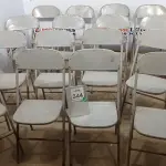 LOTE 344 - 08 CADEIRAS DOBRÁVEIS DE FERRO. (NO ESTADO) ATENÇÃO! FAZER A VISITAÇÃO ANTES DE ARREMATAR, NÃO SABEMOS SE FUNCIONA. LEILÃO NÃO TEM GARANTIA E NEM DEVOLUÇÃO, SUJEITO A POSSÍVEIS AVARIAS VISÍVEIS/OCULTAS E/OU AUSÊNCIA DE COMPONENTES.