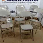LOTE 166 - 08 CADEIRAS DE FERRO DOBRÁVEL. (NO ESTADO) ATENÇÃO! FAZER A VISITAÇÃO ANTES DE ARREMATAR, NÃO SABEMOS SE FUNCIONA. LEILÃO NÃO TEM GARANTIA E NEM DEVOLUÇÃO, SUJEITO A POSSÍVEIS AVARIAS VISÍVEIS/OCULTAS E/OU AUSÊNCIA DE COMPONENTES.