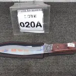 LOTE 020 - 01 FACA IMPORTADA AÇO INOXIDÁVEL CABO EM MADEIRA COM DETALHE DE ESCORPIÃO NA GUARDA  FULL TANG BAINHA DE NYLON TAMANHO TOTAL 32CM PESO 390G JÁ AFIADA  .(NO ESTADO) ATENÇÃO! FAZER A VISITAÇÃO ANTES DE ARREMATAR, NÃO SABEMOS SE FUNCIONA. LEILÃO NÃO TEM GARANTIA E NEM DEVOLUÇÃO, SUJEITO A POSSÍVEIS AVARIAS VISÍVEIS/OCULTAS E/OU AUSÊNCIA DE COMPONENTES.