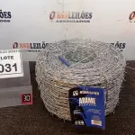 LOTE 031 - 01 ROLO DE ARAME FARPADO COM 500M. (NO ESTADO) ATENÇÃO! FAZER A VISITAÇÃO ANTES DE ARREMATAR, NÃO SABEMOS SE FUNCIONA, LEILÃO NÃO TEM GARANTIA E NEM DEVOLUÇÃO, SUJEITO A POSSÍVEIS AVARIAS VISÍVEIS/OCULTAS E/OU AUSÊNCIA DE COMPONENTES.