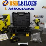 LOTE 220 - 01 CHAVE DE IMPACTO 320NN COM DUAS BATERIAS 21V MALETA E ACESSÓRIOS  MANDRIL DE PERFURAÇÃO, ALÇA, 6CACHIMBOS DO 17 AO 22 ENGATI DE BIT CARREGADOR DE MESA. (NO ESTADO) ATENÇÃO! FAZER A VISITAÇÃO ANTES DE ARREMATAR, NÃO SABEMOS SE FUNCIONA. LEILÃO NÃO TEM GARANTIA E NEM DEVOLUÇÃO, SUJEITO A POSSÍVEIS AVARIAS VISÍVEIS/OCULTAS E/OU AUSÊNCIA DE COMPONENTES.