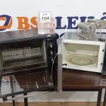 LOTE 104 - 01 MICRO-ONDAS COM PRATO MARCA PANASONIC, 01 FORNO ELÉTRICO MARCA SUGGAR E 01 MÁQUINA DE FAZER MASSAS MARCA MARCATO. (NO ESTADO) ATENÇÃO! FAZER A VISITAÇÃO ANTES DE ARREMATAR, NÃO SABEMOS SE FUNCIONA, LEILÃO NÃO TEM GARANTIA E NEM DEVOLUÇÃO, SUJEITO A POSSÍVEIS AVARIAS VISÍVEIS/OCULTAS E/OU AUSÊNCIA DE COMPONENTES.