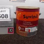 LOTE 508 - 01 LATA DE TINTA MARCA SUVINIL ESMALTE BRILHANTE NA COR VERMELHO 3.6L. (NOVO) (NO ESTADO) ATENÇÃO! FAZER A VISITAÇÃO ANTES DE ARREMATAR, NÃO SABEMOS SE FUNCIONA. LEILÃO NÃO TEM GARANTIA E NEM DEVOLUÇÃO, SUJEITO A POSSÍVEIS AVARIAS VISÍVEIS/OCULTAS E/OU AUSÊNCIA DE COMPONENTES.