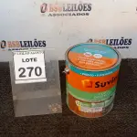LOTE 270 - 01 LATA DE TINTA ESMALTE COR BRILHANTE AMARELO OUTRO 3,6L MARCA SUVINIL. (NO ESTADO) ATENÇÃO! FAZER A VISITAÇÃO ANTES DE ARREMATAR, NÃO SABEMOS SE FUNCIONA, LEILÃO NÃO TEM GARANTIA E NEM DEVOLUÇÃO, SUJEITO A POSSÍVEIS AVARIAS VISÍVEIS/OCULTAS E/OU AUSÊNCIA DE COMPONENTES.