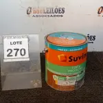LOTE 270 - 01 LATA DE TINTA ESMALTE COR BRILHANTE AMARELO OUTRO 3,6L MARCA SUVINIL. (NO ESTADO) ATENÇÃO! FAZER A VISITAÇÃO ANTES DE ARREMATAR, NÃO SABEMOS SE FUNCIONA, LEILÃO NÃO TEM GARANTIA E NEM DEVOLUÇÃO, SUJEITO A POSSÍVEIS AVARIAS VISÍVEIS/OCULTAS E/OU AUSÊNCIA DE COMPONENTES.