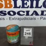 LOTE 246 - 01 LATA DE TINTA ESMALTE DE 3,6L NA COR BRILHANTE AMARELO OURO MARCA SUVINIL. (NO ESTADO) ATENÇÃO! FAZER A VISITAÇÃO ANTES DE ARREMATAR, NÃO SABEMOS SE FUNCIONA. LEILÃO NÃO TEM GARANTIA E NEM DEVOLUÇÃO, SUJEITO A POSSÍVEIS AVARIAS VISÍVEIS/OCULTAS E/OU AUSÊNCIA DE COMPONENTES.
