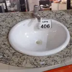 LOTE 406 - 01 LAVATÓRIO COM TORNEIRA E ACABAMENTO EM MÁRMORE. (NO ESTADO) ATENÇÃO! FAZER A VISITAÇÃO ANTES DE ARREMATAR, NÃO SABEMOS SE FUNCIONA, LEILÃO NÃO TEM GARANTIA E NEM DEVOLUÇÃO, SUJEITO A POSSÍVEIS AVARIAS VISÍVEIS/OCULTAS E/OU AUSÊNCIA DE COMPONENTES.
