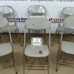 LOTE 470 - 06 CADEIRAS DE FERRO DOBRÁVEL. (NO ESTADO) ATENÇÃO! FAZER A VISITAÇÃO ANTES DE ARREMATAR, NÃO SABEMOS SE FUNCIONA, LEILÃO NÃO TEM GARANTIA E NEM DEVOLUÇÃO, SUJEITO A POSSÍVEIS AVARIAS VISÍVEIS/OCULTAS E/OU AUSÊNCIA DE COMPONENTES.