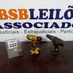 LOTE 222 - 02 PARAFUSADEIRAS. (NO ESTADO) ATENÇÃO! FAZER A VISITAÇÃO ANTES DE ARREMATAR, NÃO SABEMOS SE FUNCIONA, LEILÃO NÃO TEM GARANTIA E NEM DEVOLUÇÃO, SUJEITO A POSSÍVEIS AVARIAS VISÍVEIS/OCULTAS E/OU AUSÊNCIA DE COMPONENTES