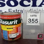 LOTE 355 - 01 LATA DE ESMALTE SINTÉTICO COM 3,6L NA COR BRILHANTE AZUL FRANÇA MARCA GLASURIT. (NO ESTADO) ATENÇÃO! FAZER A VISITAÇÃO ANTES DE ARREMATAR, NÃO SABEMOS SE FUNCIONA, LEILÃO NÃO TEM GARANTIA E NEM DEVOLUÇÃO, SUJEITO A POSSÍVEIS AVARIAS VISÍVEIS/OCULTAS E/OU AUSÊNCIA DE COMPONENTES.