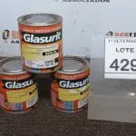 LOTE 429 - 03 LATAS DE ESMALTE SINTÉTICO DE 900ML CORES VARIADAS MARCA GLASURIT. (NO ESTADO) ATENÇÃO! FAZER A VISITAÇÃO ANTES DE ARREMATAR, NÃO SABEMOS SE FUNCIONA, LEILÃO NÃO TEM GARANTIA E NEM DEVOLUÇÃO, SUJEITO A POSSÍVEIS AVARIAS VISÍVEIS/OCULTAS E/OU AUSÊNCIA DE COMPONENTES.