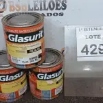 LOTE 429 - 03 LATAS DE ESMALTE SINTÉTICO DE 900ML CORES VARIADAS MARCA GLASURIT. (NO ESTADO) ATENÇÃO! FAZER A VISITAÇÃO ANTES DE ARREMATAR, NÃO SABEMOS SE FUNCIONA, LEILÃO NÃO TEM GARANTIA E NEM DEVOLUÇÃO, SUJEITO A POSSÍVEIS AVARIAS VISÍVEIS/OCULTAS E/OU AUSÊNCIA DE COMPONENTES.