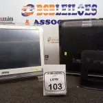 02 COMPUTADORES ALL IN ONE MARCAS MSI E HP. (NO ESTADO) ATENÇÃO! FAZER A VISITAÇÃO ANTES DE ARREMATAR, NÃO SABEMOS SE FUNCIONA, LEILÃO NÃO TEM GARANTIA E NEM DEVOLUÇÃO, SUJEITO A POSSÍVEIS AVARIAS VISÍVEIS/OCULTAS E/OU AUSÊNCIA DE COMPONENTES.