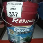 01 BALDE DE TINTA DE ACRÍLICA SUPER PREMIUM 16L NA COR BASE INTENSA SEMI BRILHO MARCA RENNER.  (NO ESTADO) ATENÇÃO! FAZER A VISITAÇÃO ANTES DE ARREMATAR, NÃO SABEMOS SE FUNCIONA, LEILÃO NÃO TEM GARANTIA E NEM DEVOLUÇÃO, SUJEITO A POSSÍVEIS AVARIAS VISÍVEIS/OCULTAS E/OU AUSÊNCIA DE COMPONENTES.