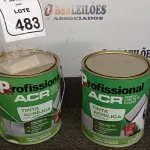 02 LATAS DE TINTA ACRÍLICA DE 3,6L NA COR LUAR DO SERTÃO FOSCO MARCA PROFISSIONAL ACR. (NO ESTADO) ATENÇÃO! FAZER A VISITAÇÃO ANTES DE ARREMATAR, NÃO SABEMOS SE FUNCIONA, LEILÃO NÃO TEM GARANTIA E NEM DEVOLUÇÃO, SUJEITO A POSSÍVEIS AVARIAS VISÍVEIS/OCULTAS E/OU AUSÊNCIA DE COMPONENTES.