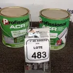 02 LATAS DE TINTA ACRÍLICA DE 3,6L NA COR LUAR DO SERTÃO FOSCO MARCA PROFISSIONAL ACR. (NO ESTADO) ATENÇÃO! FAZER A VISITAÇÃO ANTES DE ARREMATAR, NÃO SABEMOS SE FUNCIONA, LEILÃO NÃO TEM GARANTIA E NEM DEVOLUÇÃO, SUJEITO A POSSÍVEIS AVARIAS VISÍVEIS/OCULTAS E/OU AUSÊNCIA DE COMPONENTES.