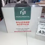 01 CAIXA COM 24 SILICONES ACÉTICO INCOLOR DE 240G CADA MARCA MONUMENTAL. (NO ESTADO) ATENÇÃO! FAZER A VISITAÇÃO ANTES DE ARREMATAR, NÃO SABEMOS SE FUNCIONA, LEILÃO NÃO TEM GARANTIA E NEM DEVOLUÇÃO, SUJEITO A POSSÍVEIS AVARIAS VISÍVEIS/OCULTAS E/OU AUSÊNCIA DE COMPONENTES.