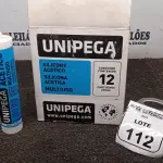 12 CARTUCHOS DE SILICONE ACÉTICO MULTIUSO DE 250ML CADA MARCA UNIPEGA. (NO ESTADO) ATENÇÃO! FAZER A VISITAÇÃO ANTES DE ARREMATAR, NÃO SABEMOS SE FUNCIONA, LEILÃO NÃO TEM GARANTIA E NEM DEVOLUÇÃO, SUJEITO A POSSÍVEIS AVARIAS VISÍVEIS/OCULTAS E/OU AUSÊNCIA DE COMPONENTES.