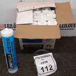 12 CARTUCHOS DE SILICONE ACÉTICO MULTIUSO DE 250ML CADA MARCA UNIPEGA. (NO ESTADO) ATENÇÃO! FAZER A VISITAÇÃO ANTES DE ARREMATAR, NÃO SABEMOS SE FUNCIONA, LEILÃO NÃO TEM GARANTIA E NEM DEVOLUÇÃO, SUJEITO A POSSÍVEIS AVARIAS VISÍVEIS/OCULTAS E/OU AUSÊNCIA DE COMPONENTES.
