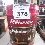 01 BALDE DE TINTA ACRÍLICA SUPER PREMIUM NA COR BASE INTENSA SEMIBRILHO DE 16L MARCA RENNER. (NO ESTADO) ATENÇÃO! FAZER A VISITAÇÃO ANTES DE ARREMATAR, NÃO SABEMOS SE FUNCIONA, LEILÃO NÃO TEM GARANTIA E NEM DEVOLUÇÃO, SUJEITO A POSSÍVEIS AVARIAS VISÍVEIS/OCULTAS E/OU AUSÊNCIA DE COMPONENTES.