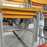 06 CADEIRAS INFANTIS NA COR AMARELA. (NO ESTADO) ATENÇÃO! FAZER A VISITAÇÃO ANTES DE ARREMATAR, NÃO SABEMOS SE FUNCIONA, LEILÃO NÃO TEM GARANTIA E NEM DEVOLUÇÃO, SUJEITO A POSSÍVEIS AVARIAS VISÍVEIS/OCULTAS E/OU AUSÊNCIA DE COMPONENTES.
