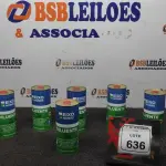 06 LATAS DE DILUENTE THINER 16 DE 900ML CADA MARCA EIXO NOBRE. (NO ESTADO) ATENÇÃO! FAZER A VISITAÇÃO ANTES DE ARREMATAR, NÃO SABEMOS SE FUNCIONA, LEILÃO NÃO TEM GARANTIA E NEM DEVOLUÇÃO, SUJEITO A POSSÍVEIS AVARIAS VISÍVEIS/OCULTAS E/OU AUSÊNCIA DE COMPONENTES.